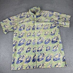 Rum Reggae Hawaiian Shirt Vintage Button Up Mens Medium Tropical Fish Print